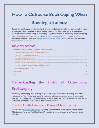 How to Outsource Bookkeeping When Running a Business