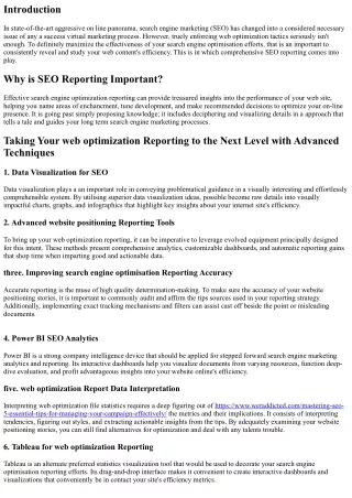 Taking Your search engine marketing Reporting to the Next Level with Advanced Te