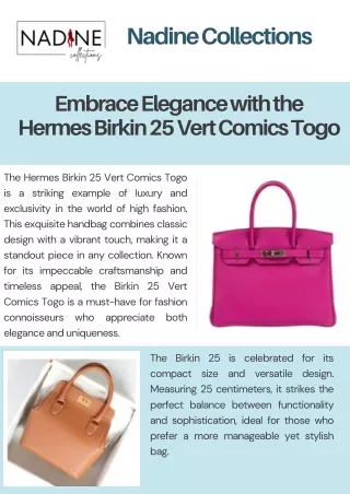 Embrace Elegance with the Hermes Birkin 25 Vert Comics Togo