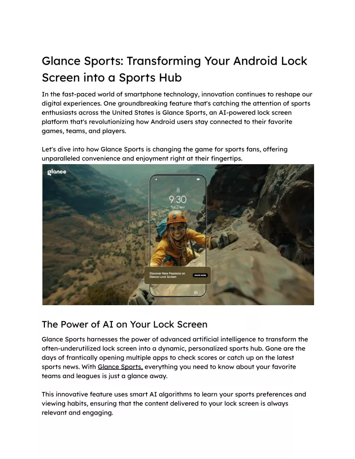 glance sports transforming your android lock