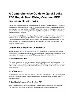 a comprehensive guide to quickbooks pdf repair