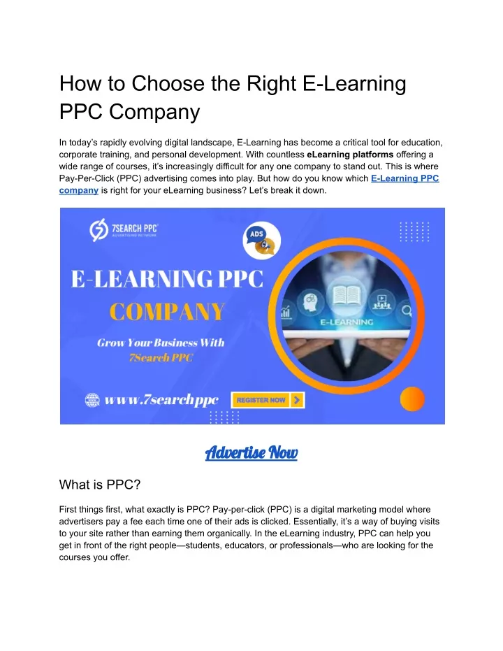 how to choose the right e learning ppc company