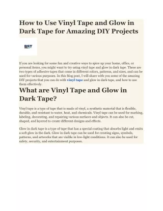 How to Use Vinyl Tape and Glow in Dark Tape for Amazing DIY Projects