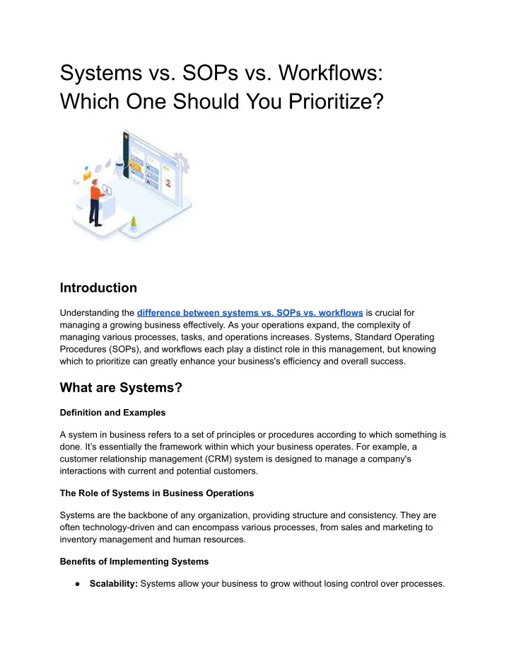 systems vs sops vs workflows which one should