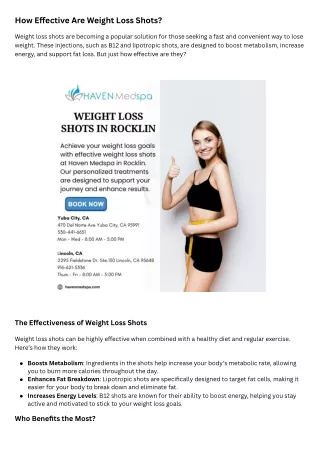 how e ective are weight loss shots