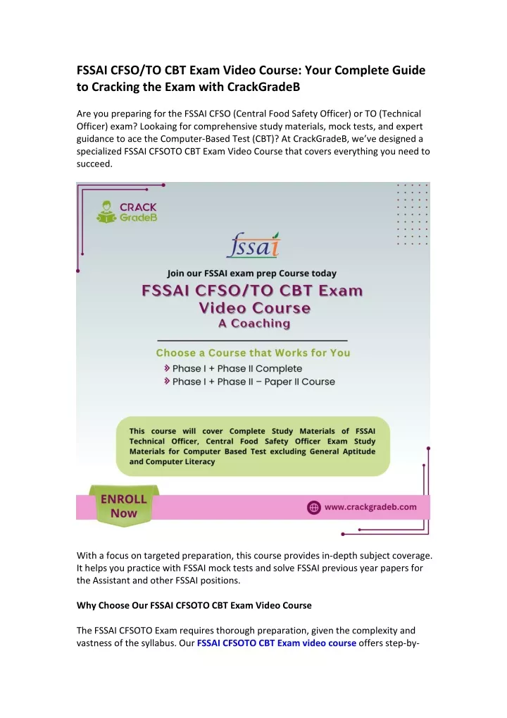 fssai cfso to cbt exam video course your complete