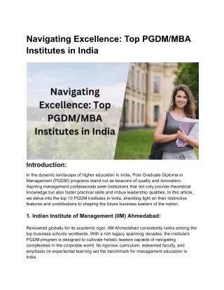 Navigating Excellence_ Top PGDM_MBA Institutes in India