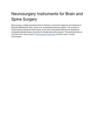 neurosurgery instruments for brain and spine