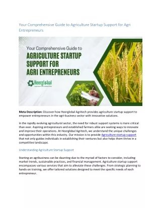 Your Comprehensive Guide to Agriculture Startup Support for Agri Entrepreneurs