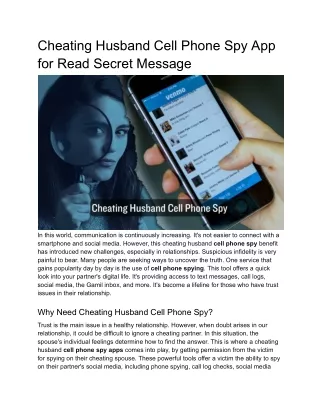 Cheating Husband Cell Phone Spy App for Read Secret Message