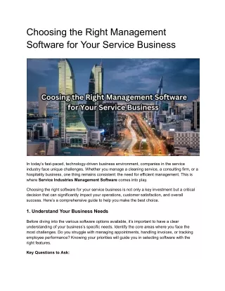 choosing the right management software for your