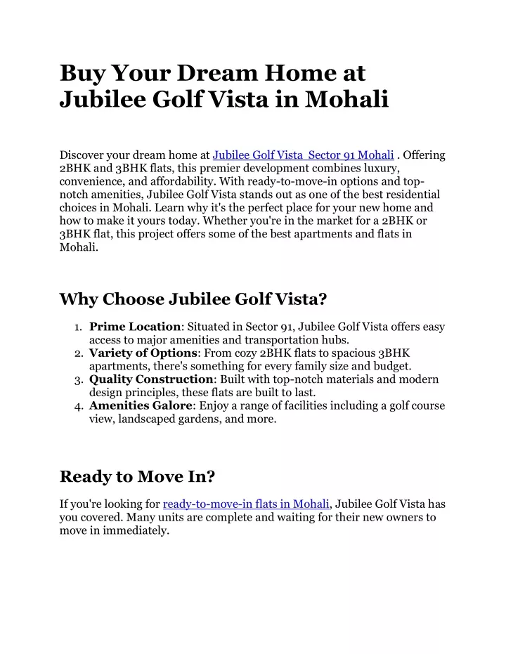 buy your dream home at jubilee golf vista