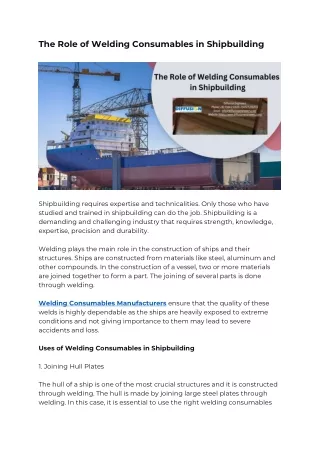 The Role of Welding Consumables in Shipbuilding