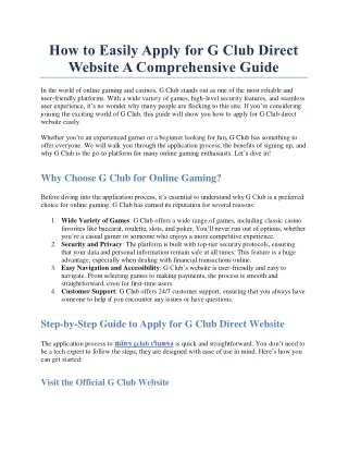 how to easily apply for g club direct website