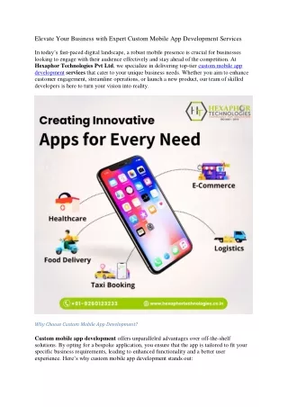 Custom mobile app development