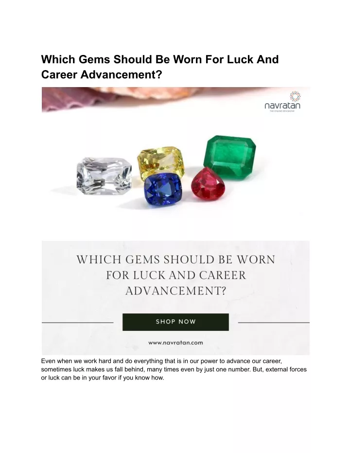 which gems should be worn for luck and career