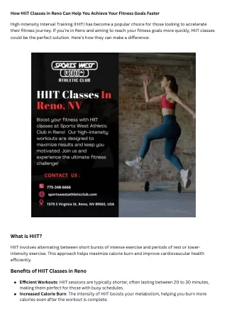 how hiit classes in reno can help you achieve