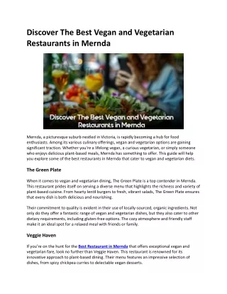 Discover the Best Vegan and Vegetarian Restaurants in Mernda