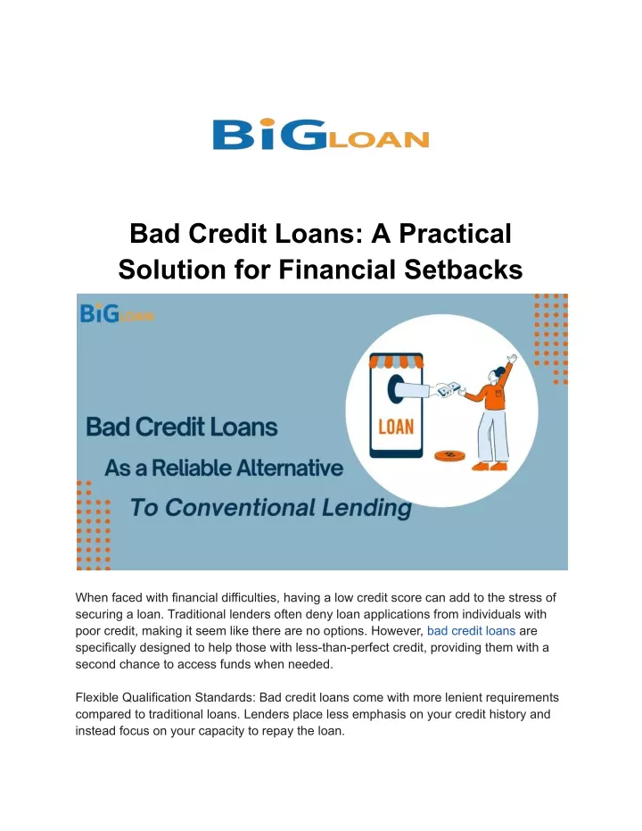 bad credit loans a practical solution