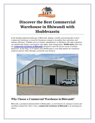 Premium Commercial Warehouse in Bhiwandi for Efficient Storage Solutions