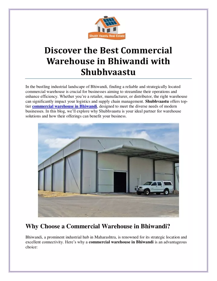 discover the best commercial warehouse