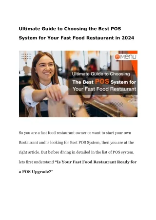 Ultimate Guide to Choosing the Best POS System for Your Fast Food Restaurant in 2024