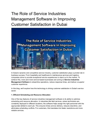 the role of service industries management
