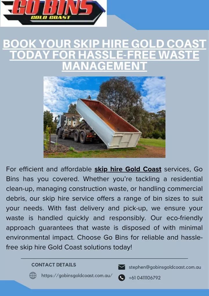 book your skip hire gold coast today for hassle