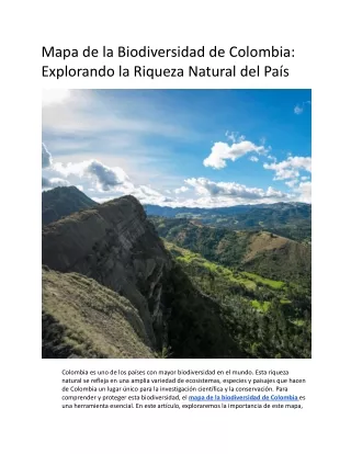 Mapa de la Biodiversidad de Colombia: Explorando la Riqueza Natural del País
