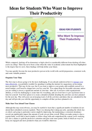 Ideas for Students Who Want to Improve Their Productivity