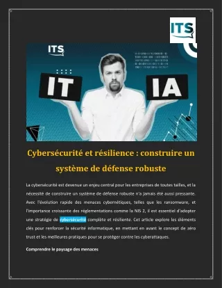 Cybersécurité et résilience  construire un système de défense robuste