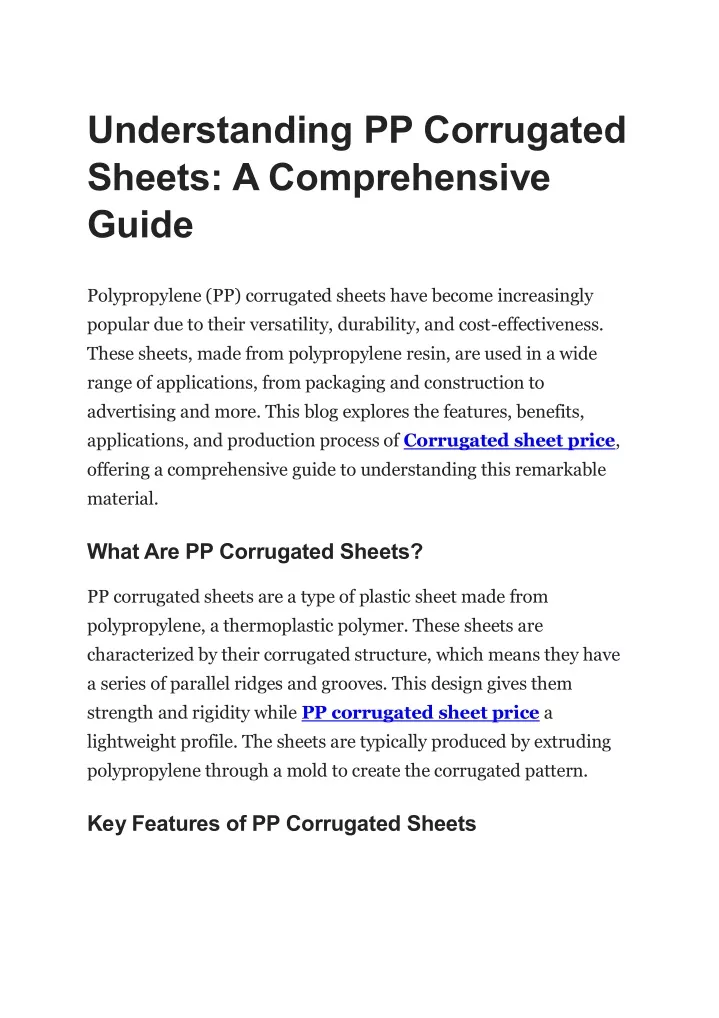 understanding pp corrugated sheets