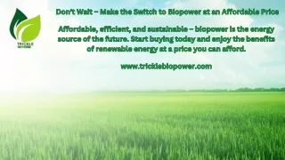 Don’t wait – start saving with affordable biopower today