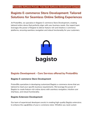 Bagisto E-commerce Store Development_ Tailored Solutions for Seamless Online Selling Experiences