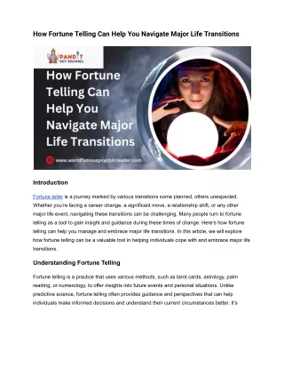 How Fortune Telling Can Help You Navigate Major Life Transitions