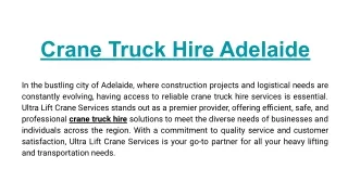 Crane Truck Hire Adelaide