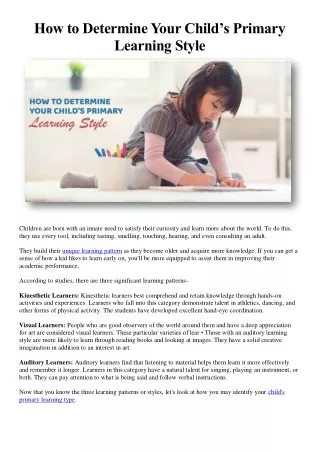how to determine your child s primary learning