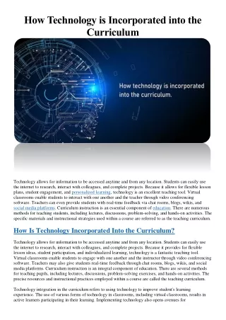 How Technology is Incorporated into the Curriculum