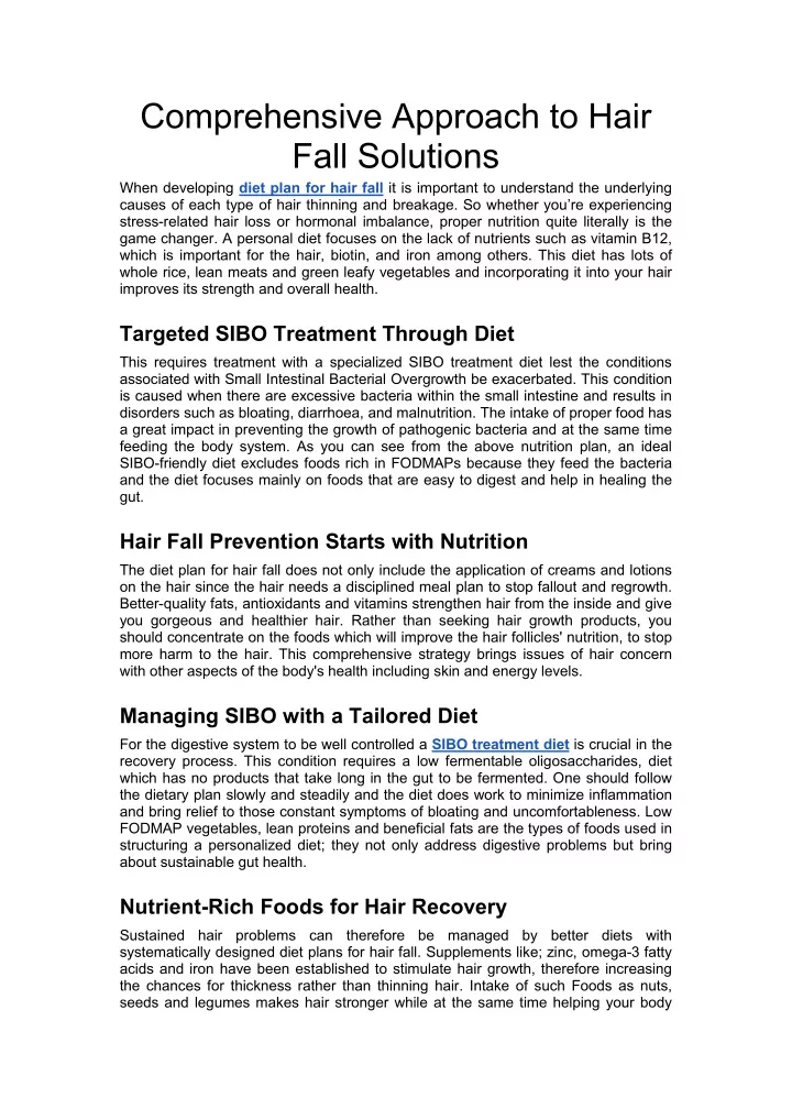 comprehensive approach to hair fall solutions