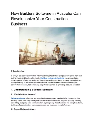 How Builders Software in Australia Can Revolutionize Your Construction Business