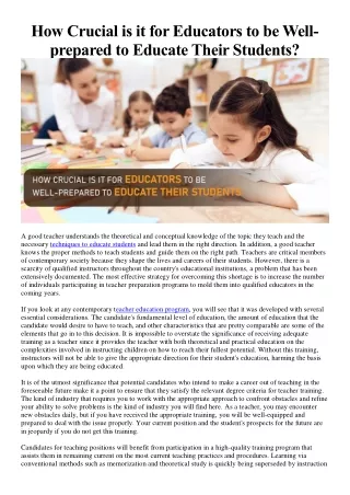 How Crucial is it for Educators to be Well