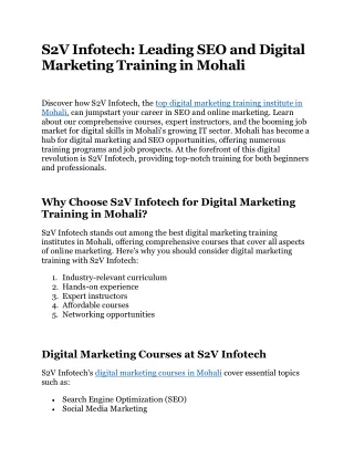 top digital marketing training in Mohali