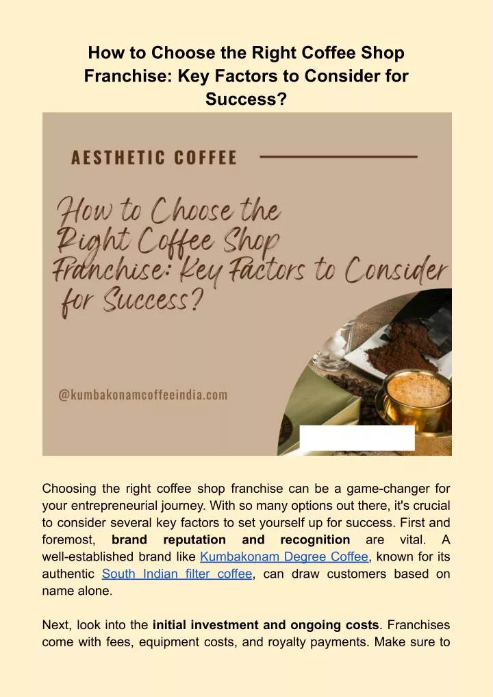 how to choose the right coffee shop franchise