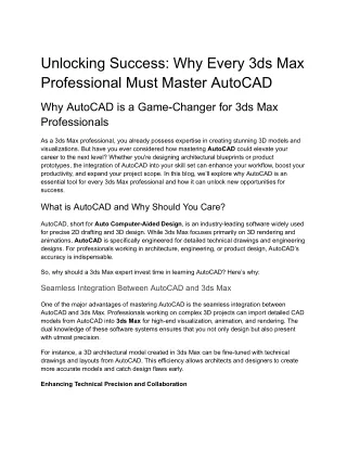 Unlocking Success_ Why Every 3ds Max Professional Must Master AutoCAD