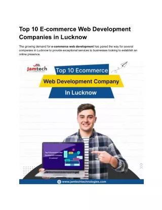 Top 10 E-commerce Web Development Companies in Lucknow