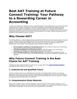 Best AAT Training at Future Connect Training