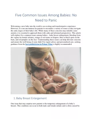 Five Common Issues Among Babies: No Need to Panic