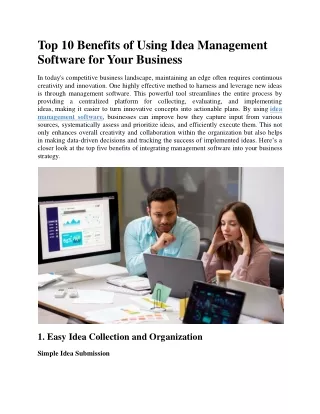 top 10 benefits of using idea management software