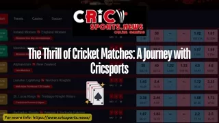 The Thrill of Cricket Matches A Journey with Cricsports