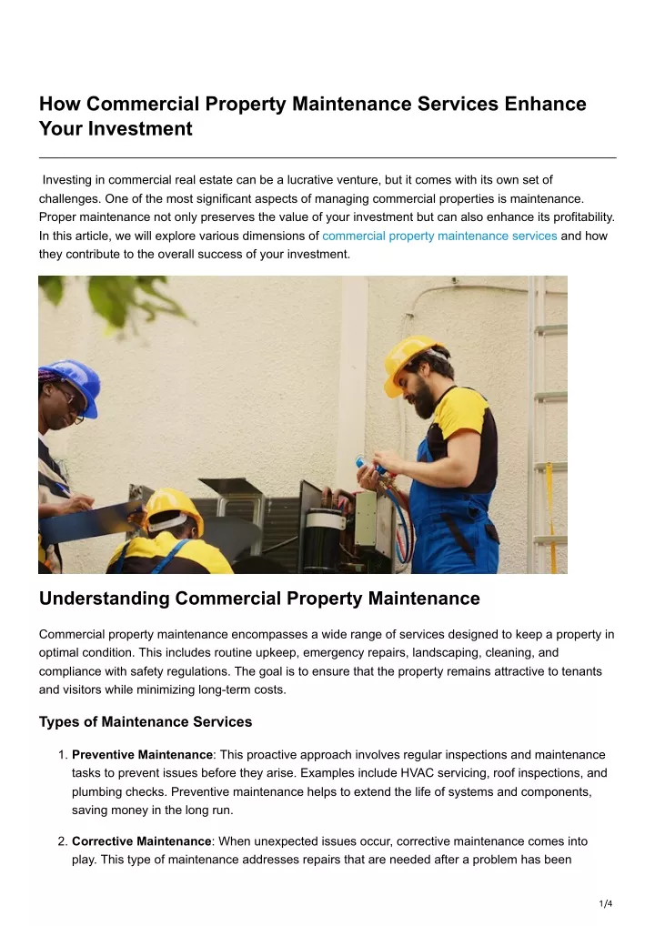 how commercial property maintenance services